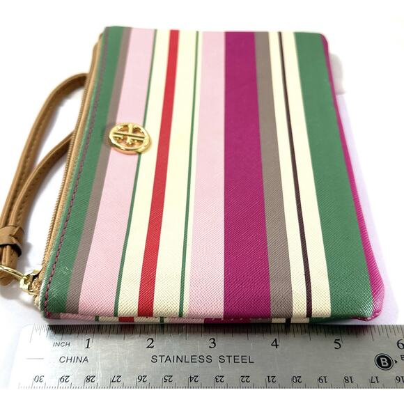 Giani Bernini Striped Wristlet Clutch Bag Multicolor Faux Leather 8x5.5” - Picture 4 of 5